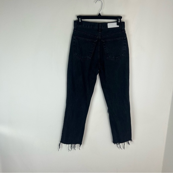 Re/Done 90s High Rise Black Distressed Ankle Jeans Size 25 - Picture 6 of 9